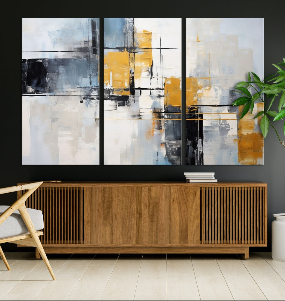 Fine Abstract Painting on Original Canvas, Large Wall Art Canvas Print, Set of Living Room Wall Decor