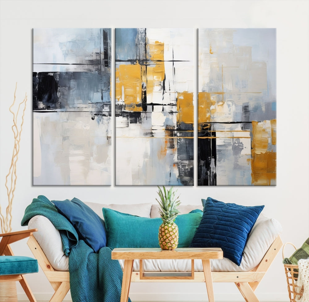 Fine Abstract Painting on Original Canvas, Large Wall Art Canvas Print, Set of Living Room Wall Decor