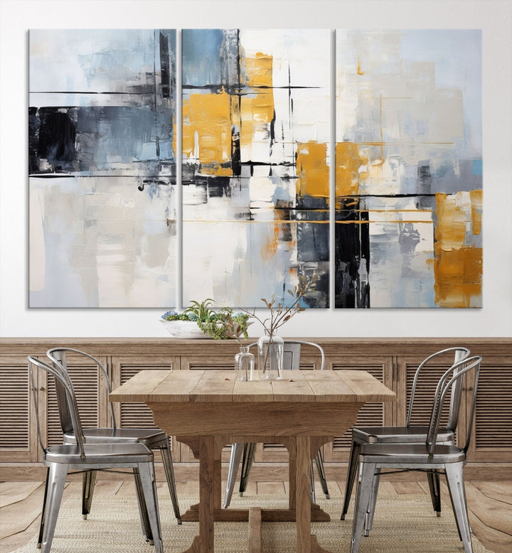 Fine Abstract Painting on Original Canvas, Large Wall Art Canvas Print, Set of Living Room Wall Decor