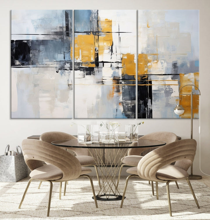 Fine Abstract Painting on Original Canvas, Large Wall Art Canvas Print, Set of Living Room Wall Decor