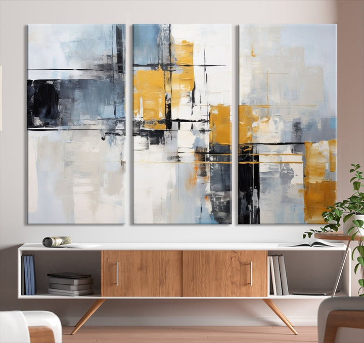 Fine Abstract Painting on Original Canvas, Large Wall Art Canvas Print, Set of Living Room Wall Decor