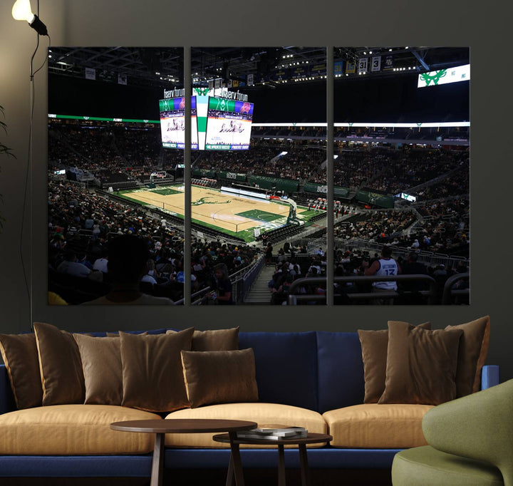 Fiserv Forum Wall Art Print Milwaukee Bucks Stadium Wall Art Canvas Print, NBA Basketball Play Game Wall Art Print, Basketball Lover Gift