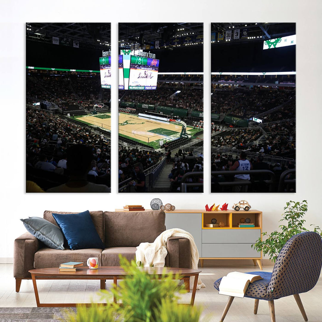 Fiserv Forum Wall Art Print Milwaukee Bucks Stadium Wall Art Canvas Print, NBA Basketball Play Game Wall Art Print, Basketball Lover Gift