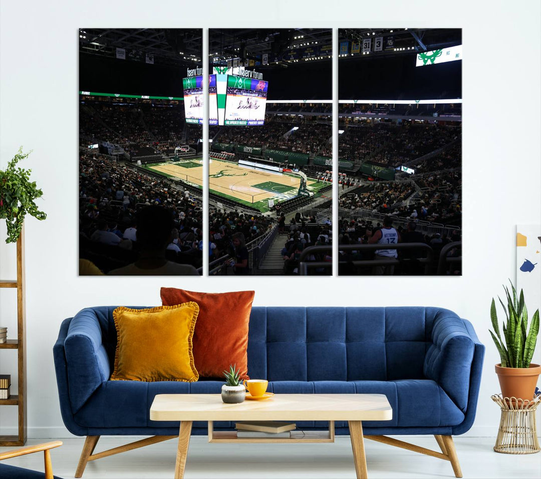 Fiserv Forum Wall Art Print Milwaukee Bucks Stadium Wall Art Canvas Print, NBA Basketball Play Game Wall Art Print, Basketball Lover Gift