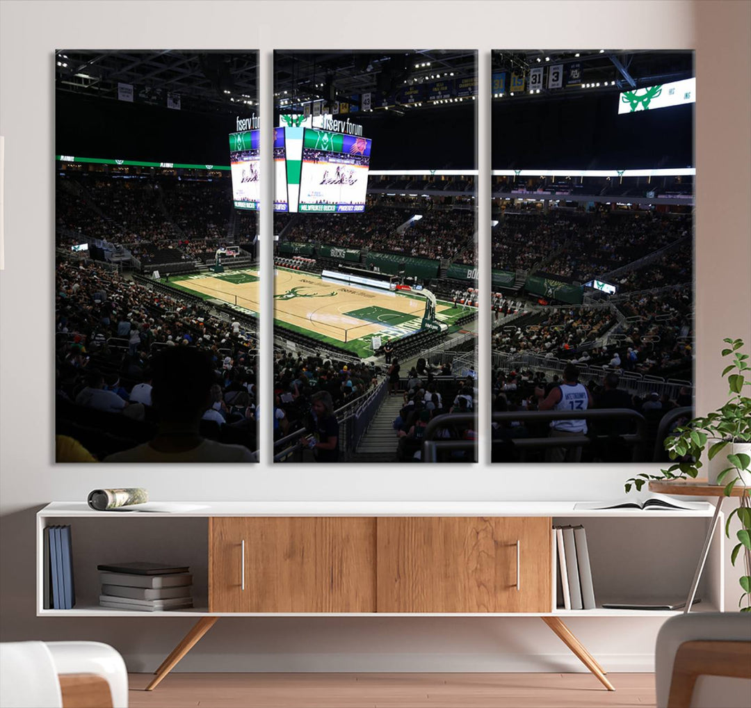 Fiserv Forum Wall Art Print Milwaukee Bucks Stadium Wall Art Canvas Print, NBA Basketball Play Game Wall Art Print, Basketball Lover Gift