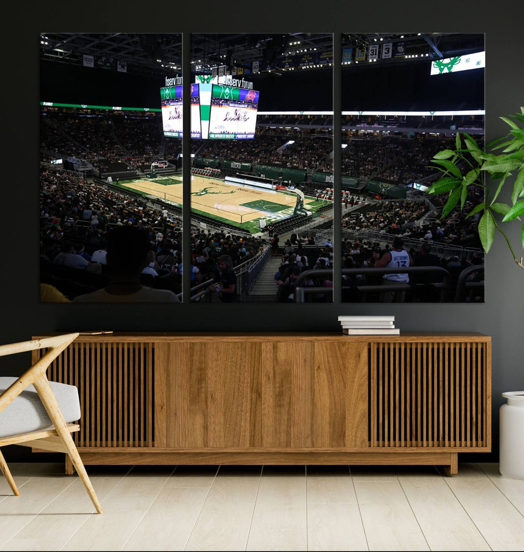 Fiserv Forum Wall Art Print Milwaukee Bucks Stadium Wall Art Canvas Print, NBA Basketball Play Game Wall Art Print, Basketball Lover Gift