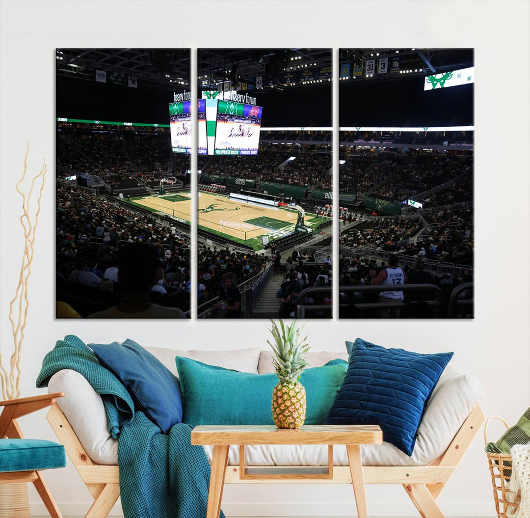 Fiserv Forum Wall Art Print Milwaukee Bucks Stadium Wall Art Canvas Print, NBA Basketball Play Game Wall Art Print, Basketball Lover Gift