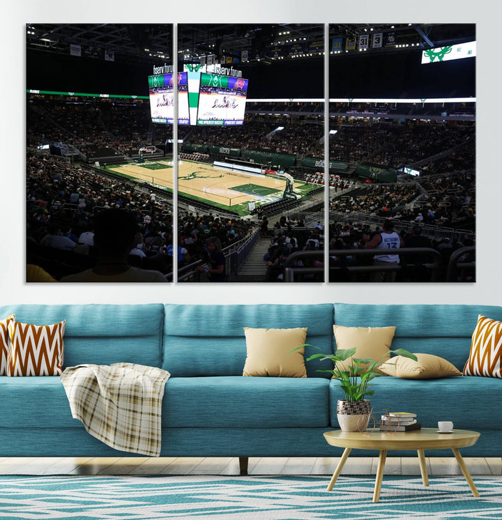 Fiserv Forum Wall Art Print Milwaukee Bucks Stadium Wall Art Canvas Print, NBA Basketball Play Game Wall Art Print, Basketball Lover Gift