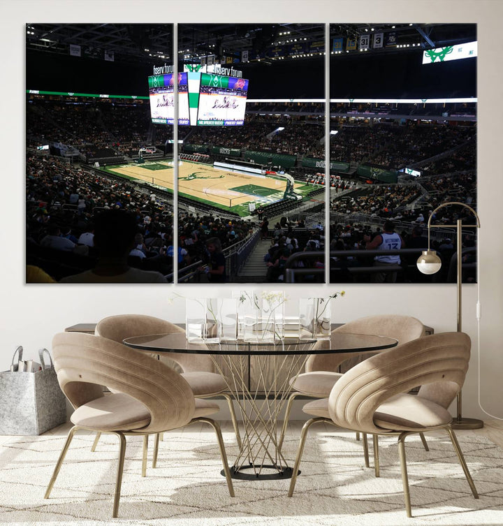 Fiserv Forum Wall Art Print Milwaukee Bucks Stadium Wall Art Canvas Print, NBA Basketball Play Game Wall Art Print, Basketball Lover Gift