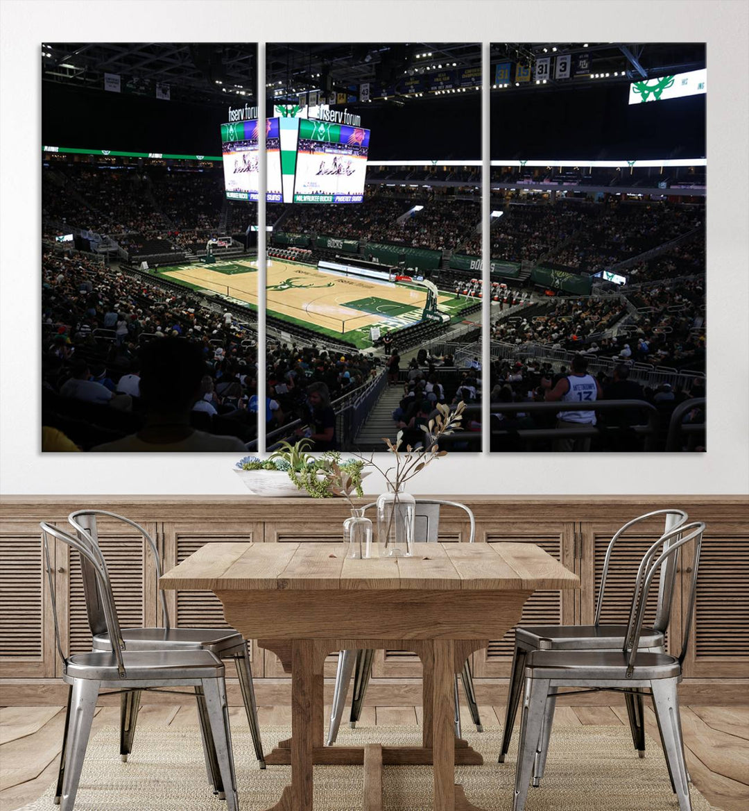 Fiserv Forum Wall Art Print Milwaukee Bucks Stadium Wall Art Canvas Print, NBA Basketball Play Game Wall Art Print, Basketball Lover Gift