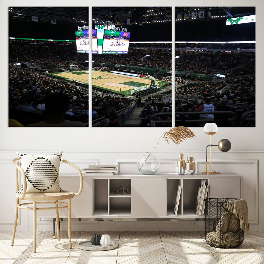 Fiserv Forum Wall Art Print Milwaukee Bucks Stadium Wall Art Canvas Print, NBA Basketball Play Game Wall Art Print, Basketball Lover Gift