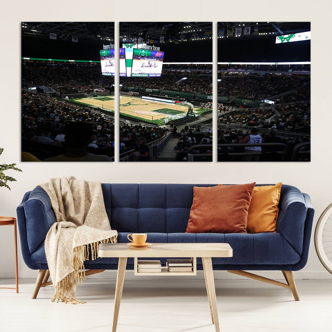 Fiserv Forum Wall Art Print Milwaukee Bucks Stadium Wall Art Canvas Print, NBA Basketball Play Game Wall Art Print, Basketball Lover Gift