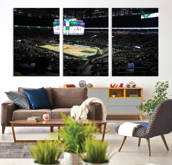 Fiserv Forum Wall Art Print Milwaukee Bucks Stadium Wall Art Canvas Print, NBA Basketball Play Game Wall Art Print, Basketball Lover Gift