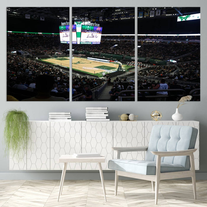 Fiserv Forum Wall Art Print Milwaukee Bucks Stadium Wall Art Canvas Print, NBA Basketball Play Game Wall Art Print, Basketball Lover Gift