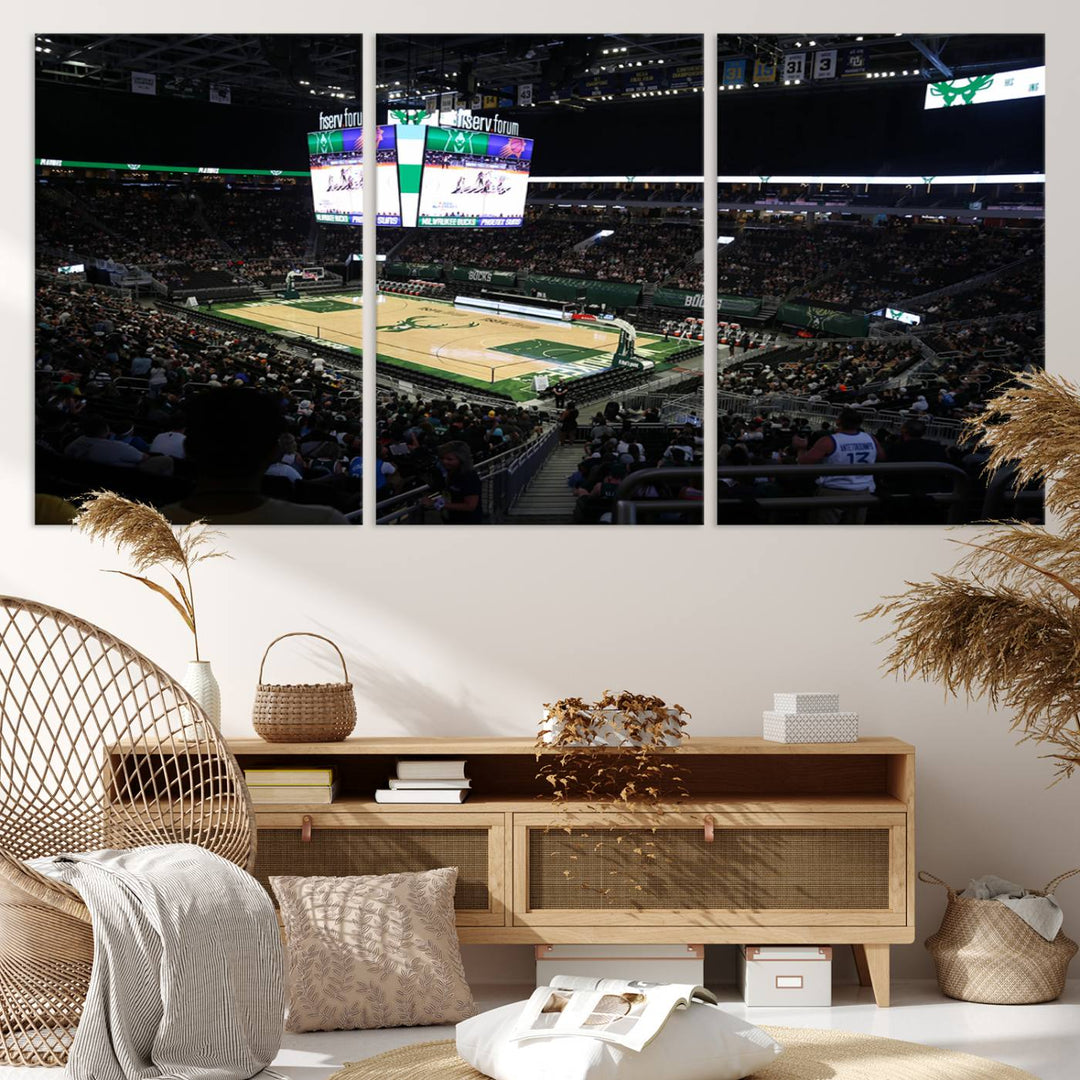 Fiserv Forum Wall Art Print Milwaukee Bucks Stadium Wall Art Canvas Print, NBA Basketball Play Game Wall Art Print, Basketball Lover Gift