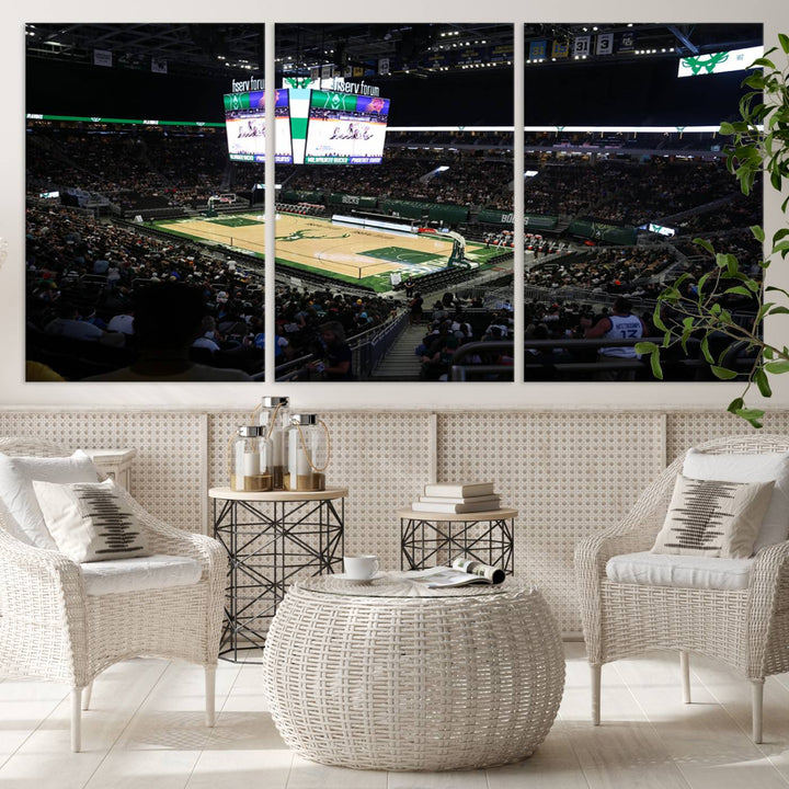 Fiserv Forum Wall Art Print Milwaukee Bucks Stadium Wall Art Canvas Print, NBA Basketball Play Game Wall Art Print, Basketball Lover Gift