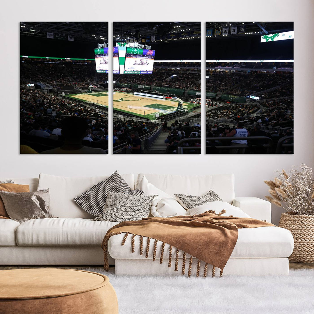 Fiserv Forum Wall Art Print Milwaukee Bucks Stadium Wall Art Canvas Print, NBA Basketball Play Game Wall Art Print, Basketball Lover Gift