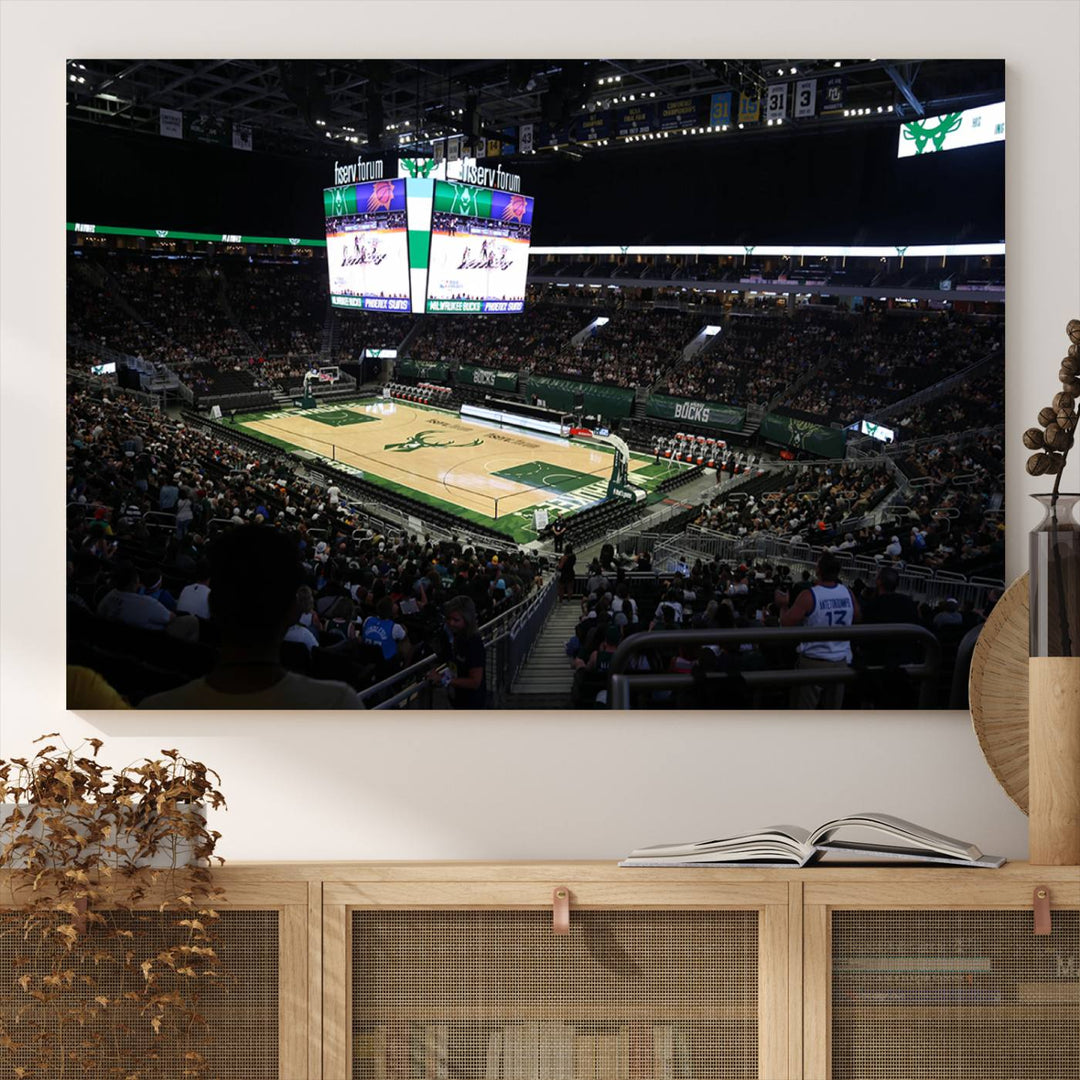 Fiserv Forum Wall Art Print Milwaukee Bucks Stadium Wall Art Canvas Print, NBA Basketball Play Game Wall Art Print, Basketball Lover Gift