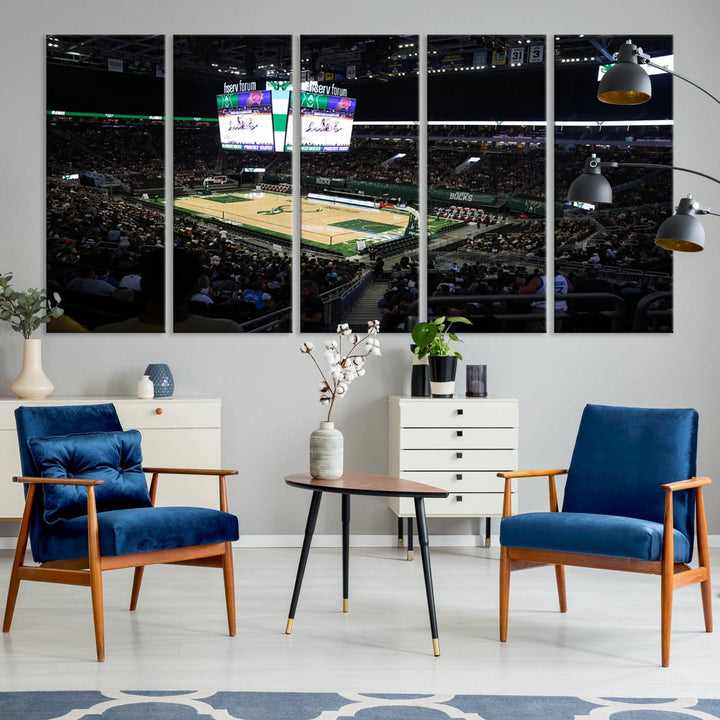 Fiserv Forum Wall Art Print Milwaukee Bucks Stadium Wall Art Canvas Print, NBA Basketball Play Game Wall Art Print, Basketball Lover Gift