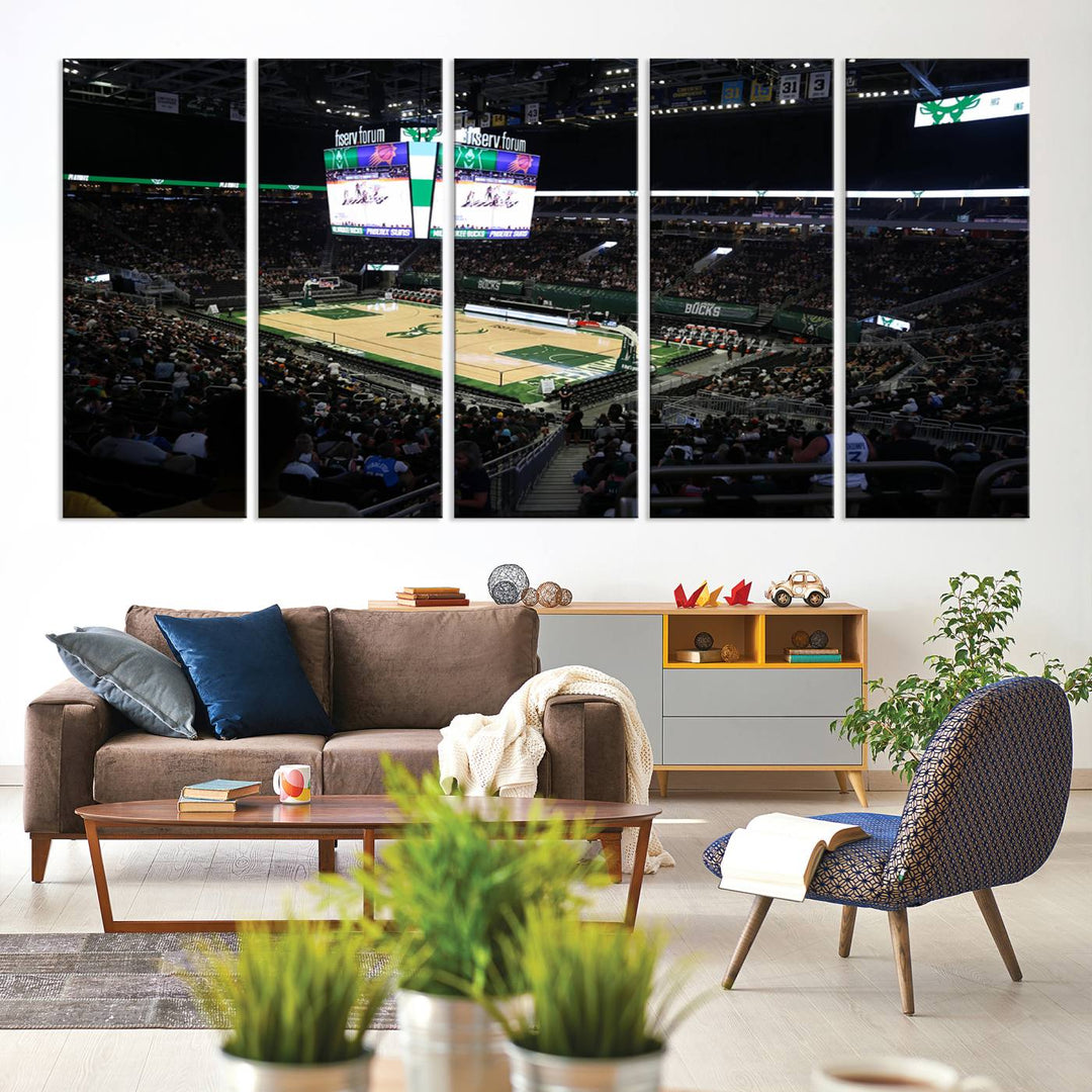 Fiserv Forum Wall Art Print Milwaukee Bucks Stadium Wall Art Canvas Print, NBA Basketball Play Game Wall Art Print, Basketball Lover Gift