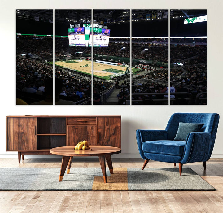 Fiserv Forum Wall Art Print Milwaukee Bucks Stadium Wall Art Canvas Print, NBA Basketball Play Game Wall Art Print, Basketball Lover Gift