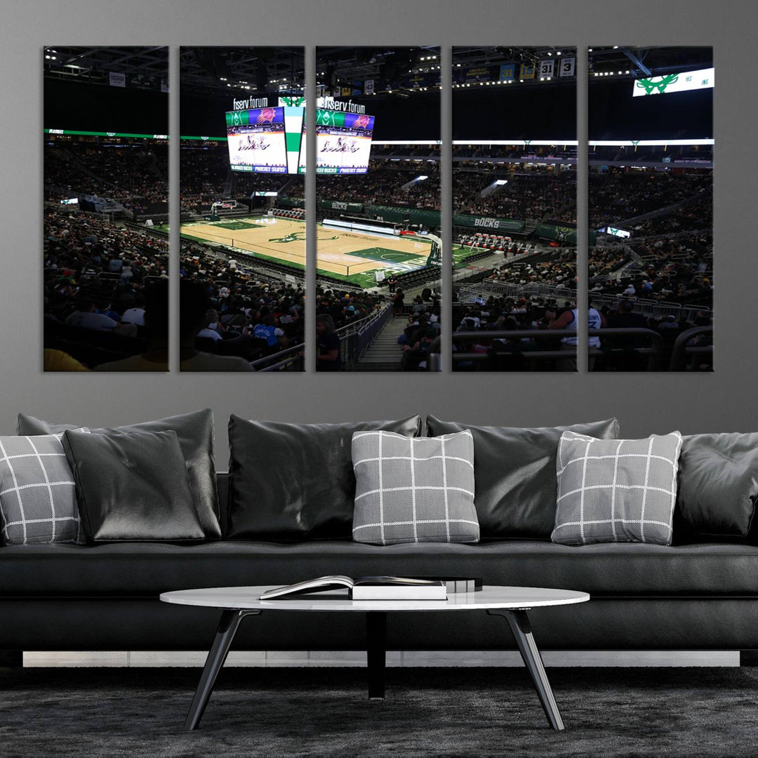 Fiserv Forum Wall Art Print Milwaukee Bucks Stadium Wall Art Canvas Print, NBA Basketball Play Game Wall Art Print, Basketball Lover Gift