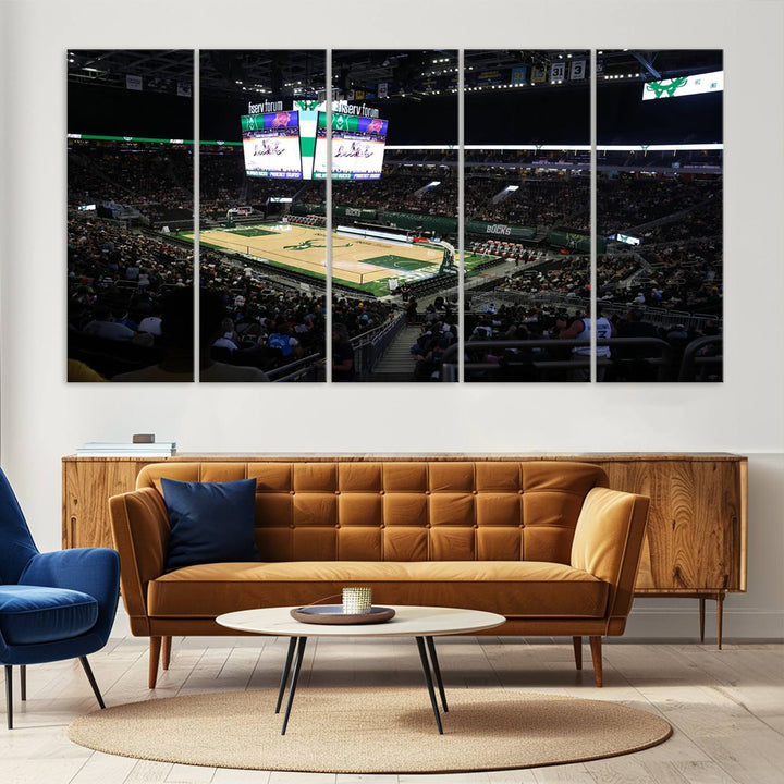 Fiserv Forum Wall Art Print Milwaukee Bucks Stadium Wall Art Canvas Print, NBA Basketball Play Game Wall Art Print, Basketball Lover Gift