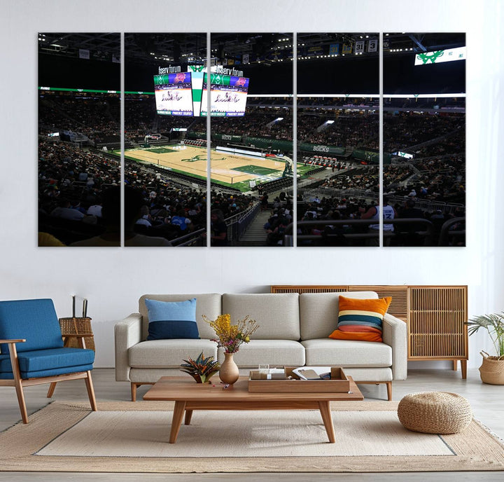 Fiserv Forum Wall Art Print Milwaukee Bucks Stadium Wall Art Canvas Print, NBA Basketball Play Game Wall Art Print, Basketball Lover Gift