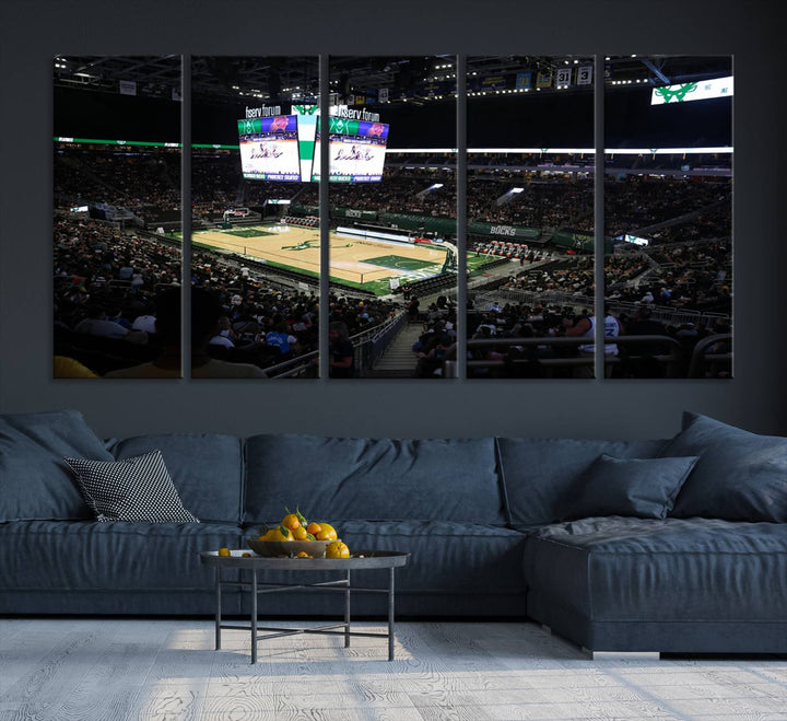 Fiserv Forum Wall Art Print Milwaukee Bucks Stadium Wall Art Canvas Print, NBA Basketball Play Game Wall Art Print, Basketball Lover Gift