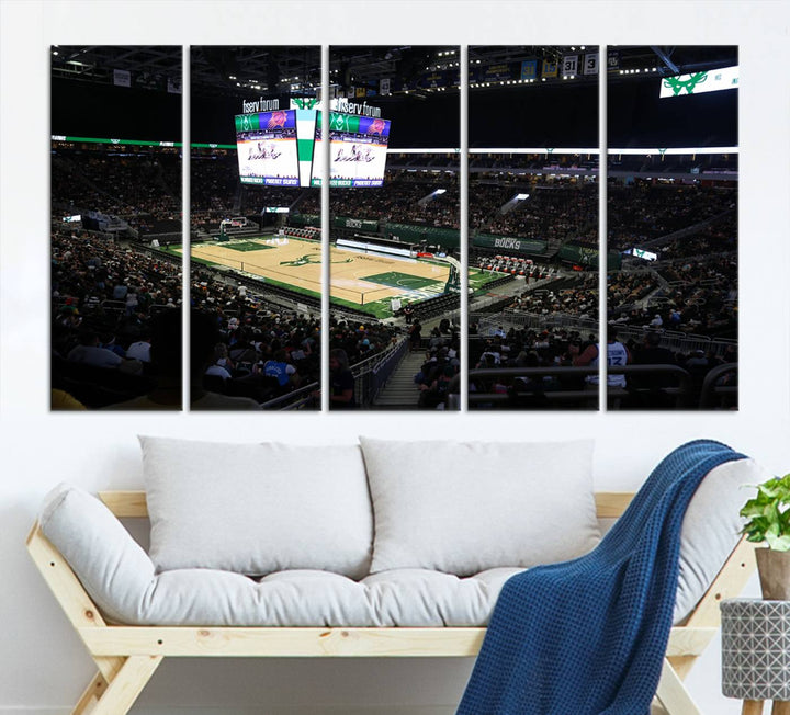 Fiserv Forum Wall Art Print Milwaukee Bucks Stadium Wall Art Canvas Print, NBA Basketball Play Game Wall Art Print, Basketball Lover Gift