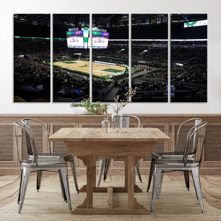 Fiserv Forum Wall Art Print Milwaukee Bucks Stadium Wall Art Canvas Print, NBA Basketball Play Game Wall Art Print, Basketball Lover Gift