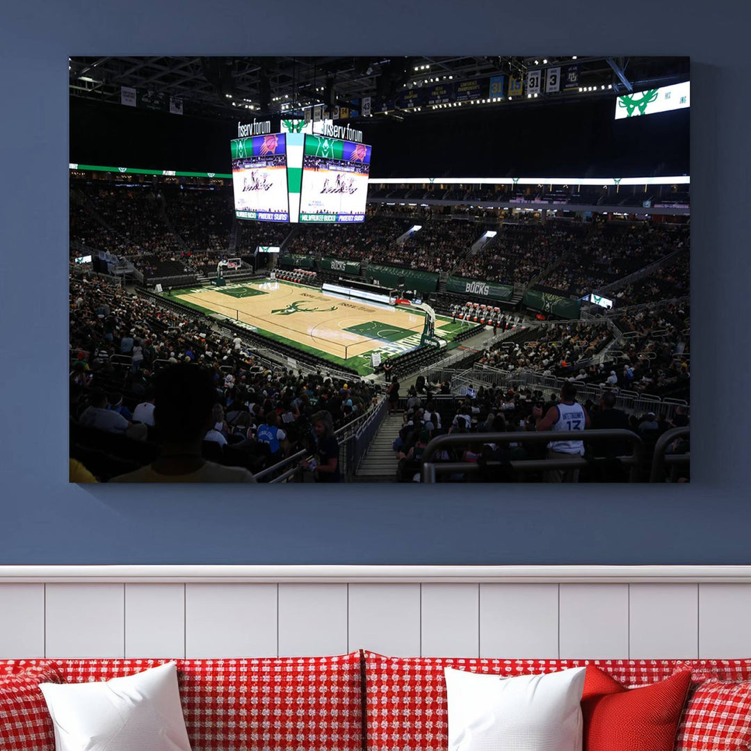 Fiserv Forum Wall Art Print Milwaukee Bucks Stadium Wall Art Canvas Print, NBA Basketball Play Game Wall Art Print, Basketball Lover Gift