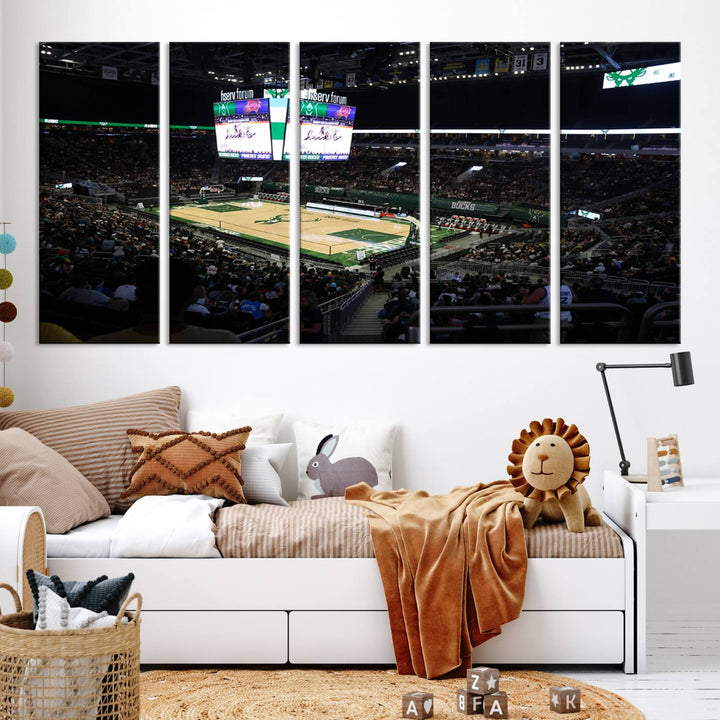 Fiserv Forum Wall Art Print Milwaukee Bucks Stadium Wall Art Canvas Print, NBA Basketball Play Game Wall Art Print, Basketball Lover Gift