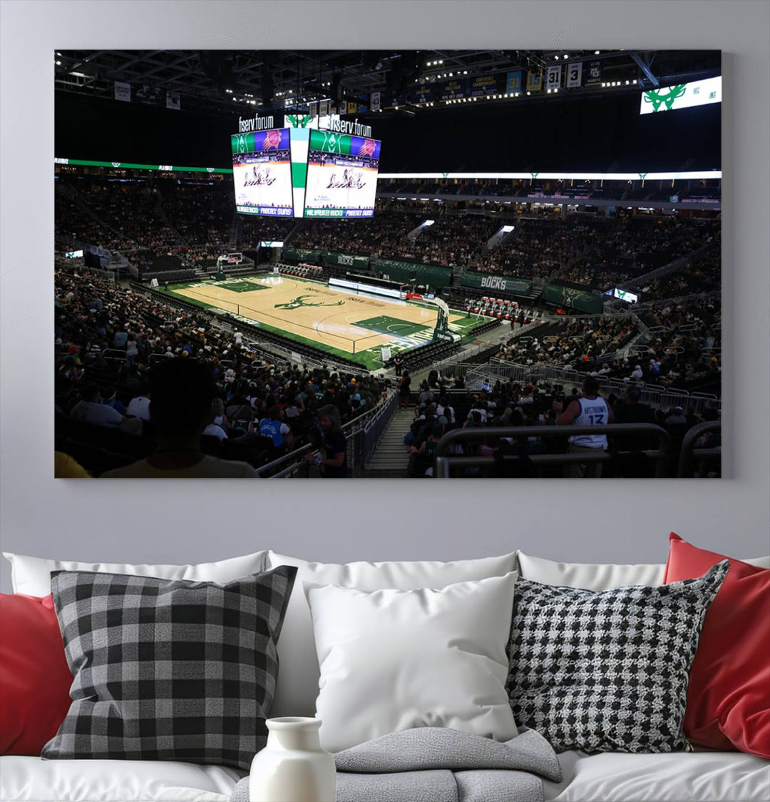 Fiserv Forum Wall Art Print Milwaukee Bucks Stadium Wall Art Canvas Print, NBA Basketball Play Game Wall Art Print, Basketball Lover Gift