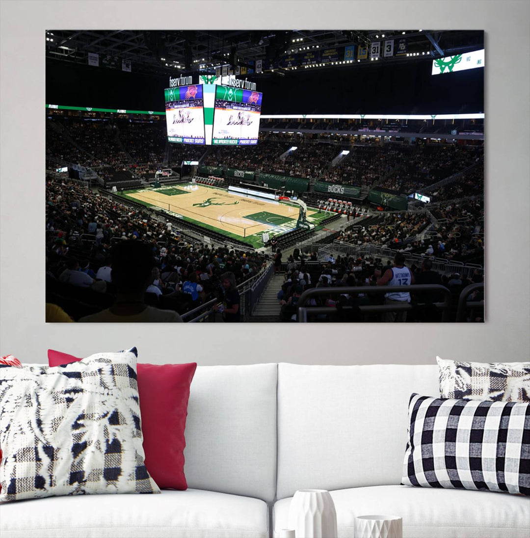 Fiserv Forum Wall Art Print Milwaukee Bucks Stadium Wall Art Canvas Print, NBA Basketball Play Game Wall Art Print, Basketball Lover Gift