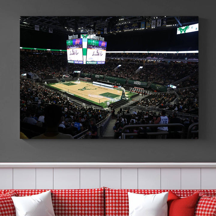 Fiserv Forum Wall Art Print Milwaukee Bucks Stadium Wall Art Canvas Print, NBA Basketball Play Game Wall Art Print, Basketball Lover Gift