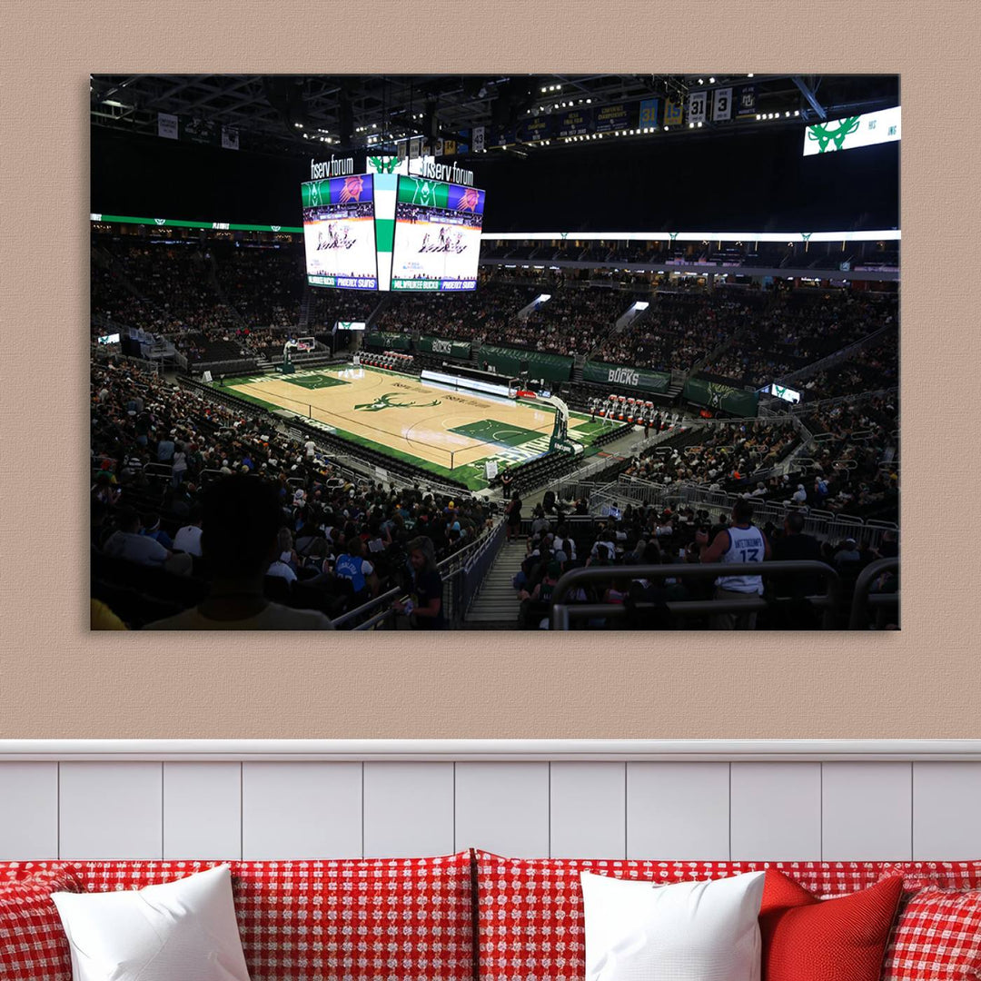 Fiserv Forum Wall Art Print Milwaukee Bucks Stadium Wall Art Canvas Print, NBA Basketball Play Game Wall Art Print, Basketball Lover Gift