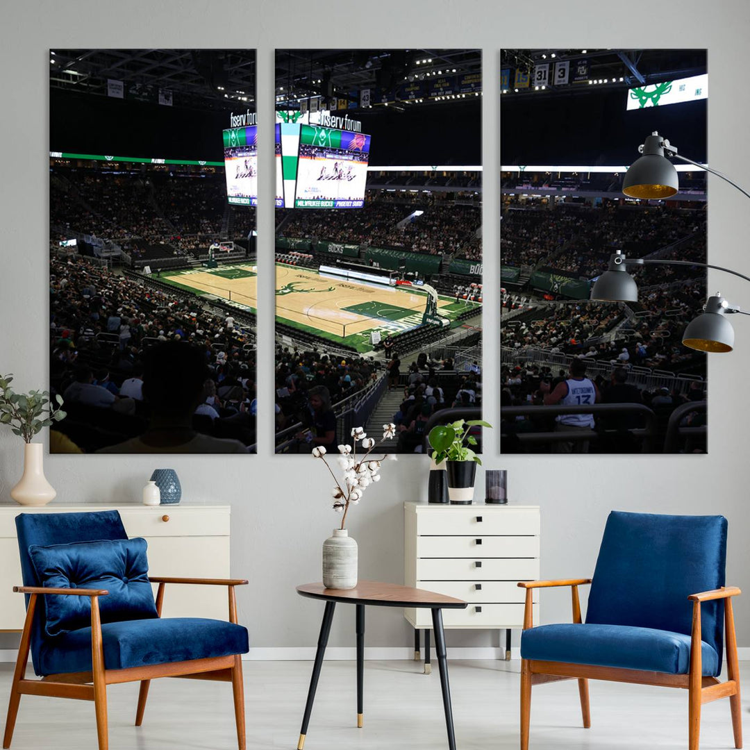 Fiserv Forum Wall Art Print Milwaukee Bucks Stadium Wall Art Canvas Print, NBA Basketball Play Game Wall Art Print, Basketball Lover Gift