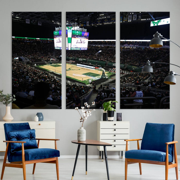 Fiserv Forum Wall Art Print Milwaukee Bucks Stadium Wall Art Canvas Print, NBA Basketball Play Game Wall Art Print, Basketball Lover Gift