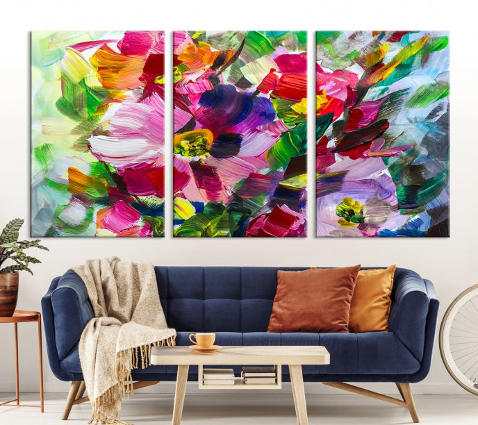 Flower Abstract Oil Painting Large Canvas Print for Living Room Decor