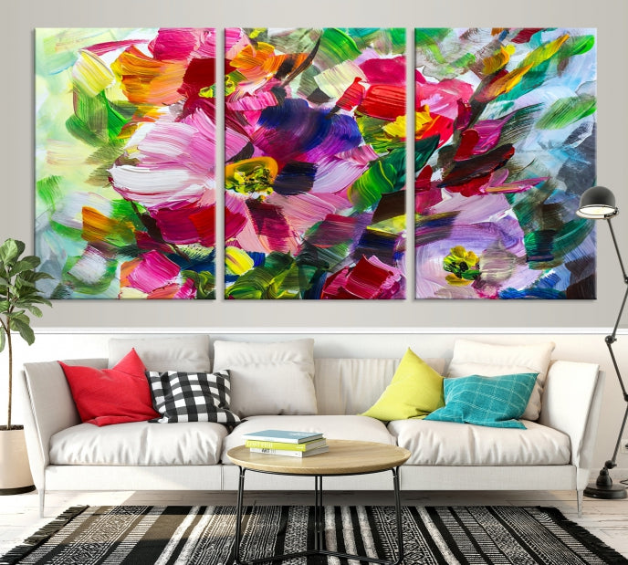 Flower Abstract Oil Painting Large Canvas Print for Living Room Decor