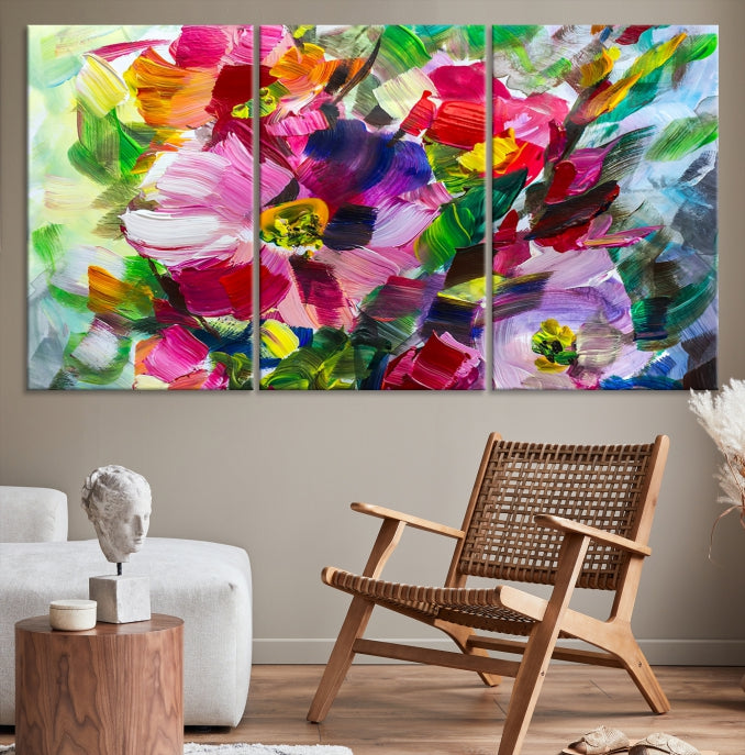 Flower Abstract Oil Painting Large Canvas Print for Living Room Decor