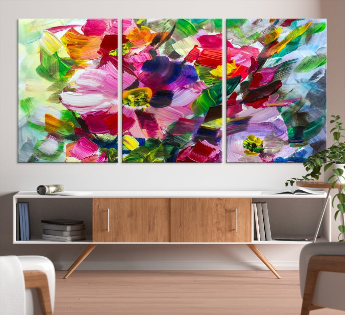 Flower Abstract Oil Painting Large Canvas Print for Living Room Decor