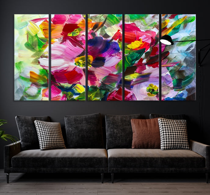 Flower Abstract Oil Painting Large Canvas Print for Living Room Decor