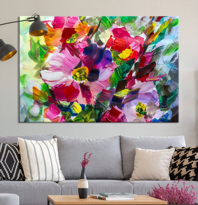 Flower Abstract Oil Painting Large Canvas Print for Living Room Decor