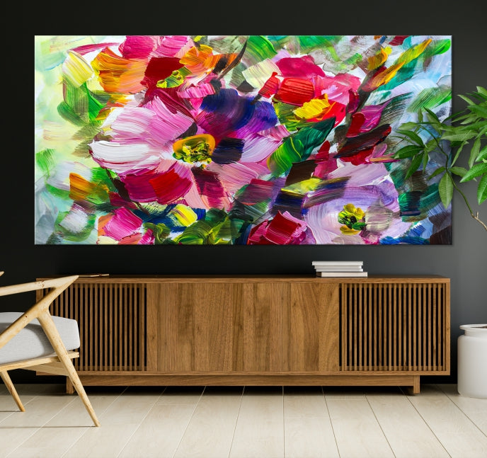 Flower Abstract Oil Painting Large Canvas Print for Living Room Decor