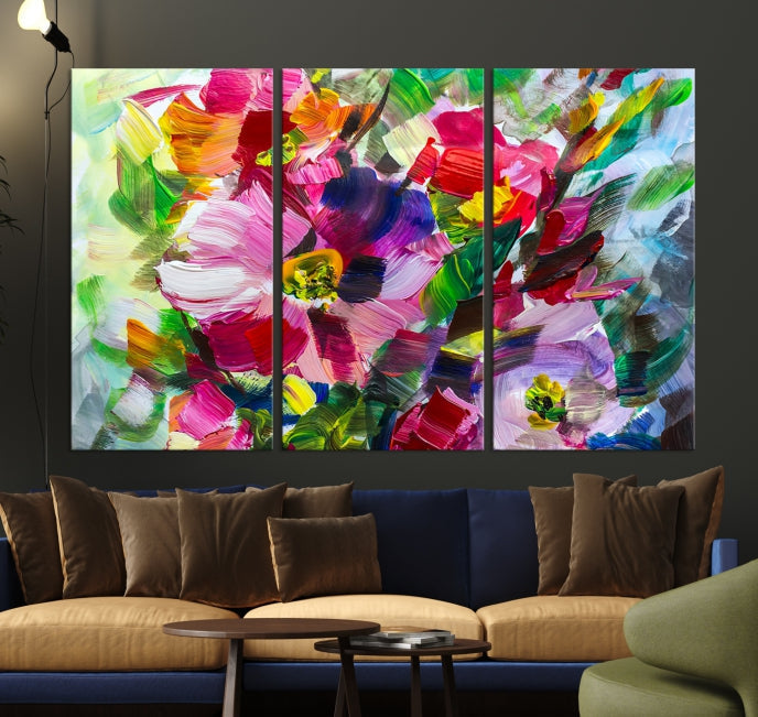 Flower Abstract Oil Painting Large Canvas Print for Living Room Decor