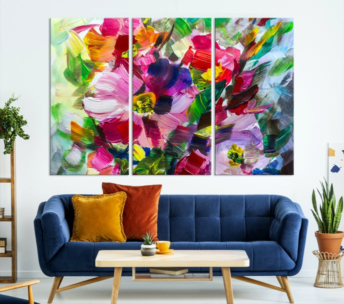 Flower Abstract Oil Painting Large Canvas Print for Living Room Decor