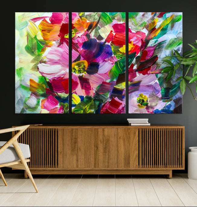 Flower Abstract Oil Painting Large Canvas Print for Living Room Decor