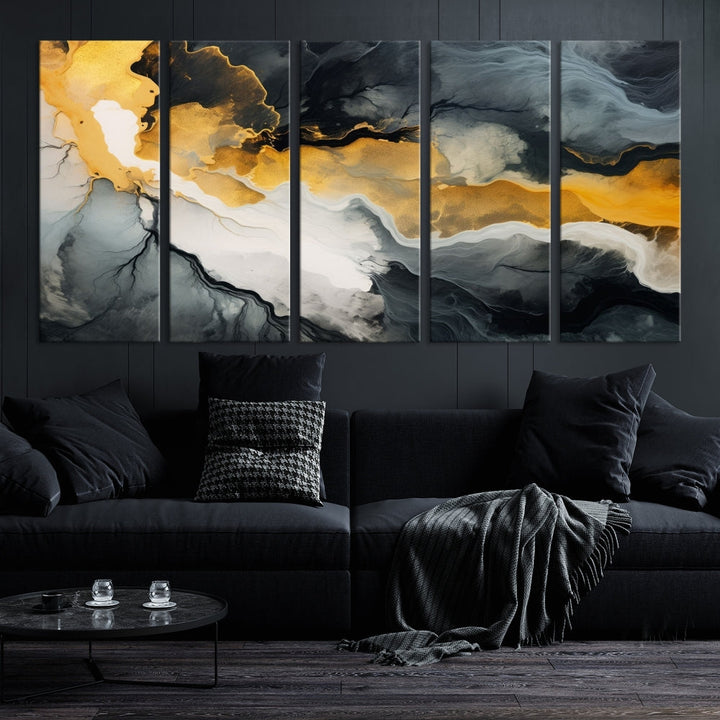 Fluid Abstract Clouds Large Canvas Print Wall Art, Marble Set of , Contemporary Painting, Artwork for Living Room Decor